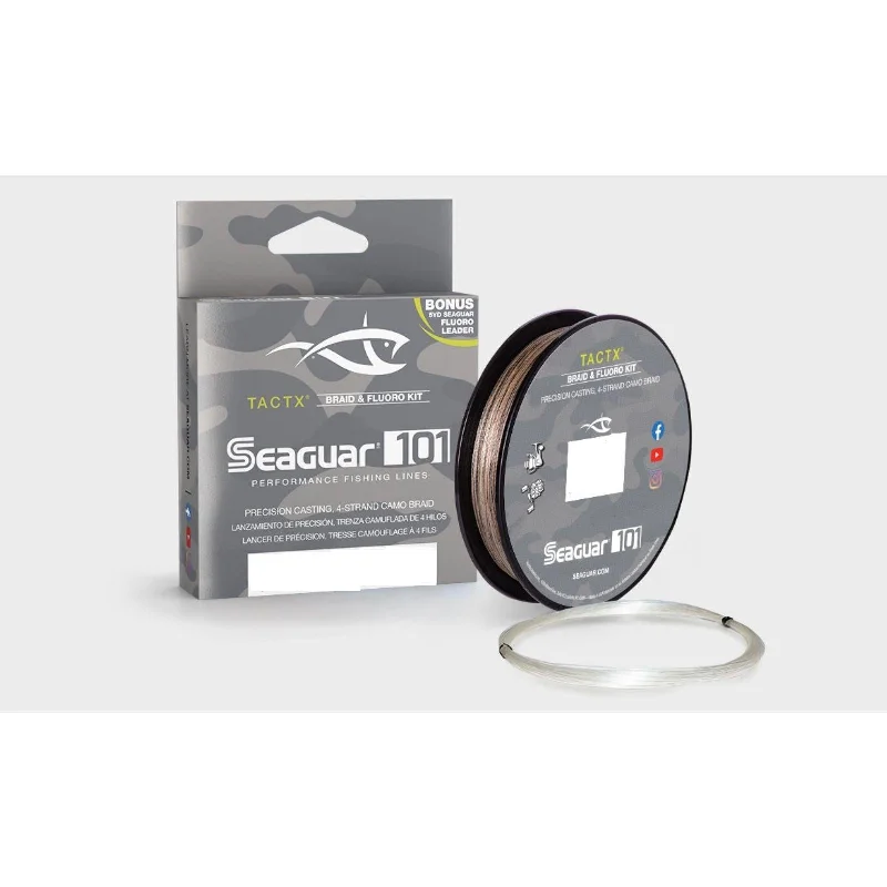 High-Strength Fluorocarbon Fishing Line-Seaguar 101 TactX 65TCX300 Braid w Fluoro Leader 300 Yds