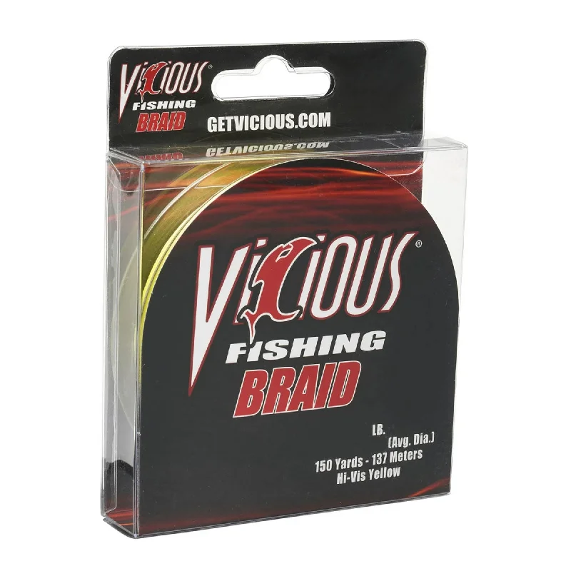 Fishing Line for Trout-Vicious Braided Line HiVis Yellow 150yd 10lb