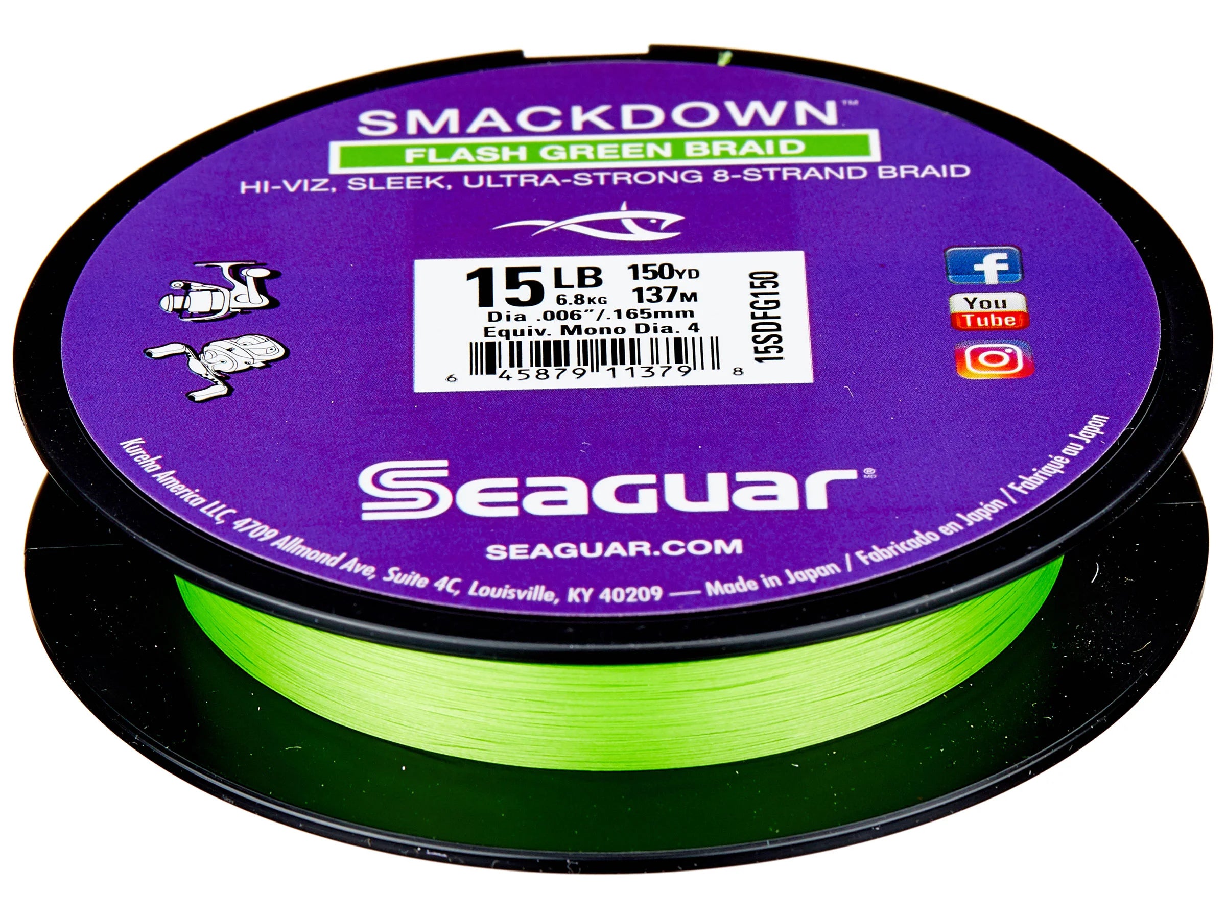 Low-Stretch Monofilament Fishing Line-Seaguar Smackdown Hi-Vis Flash Green Braided Fishing Line