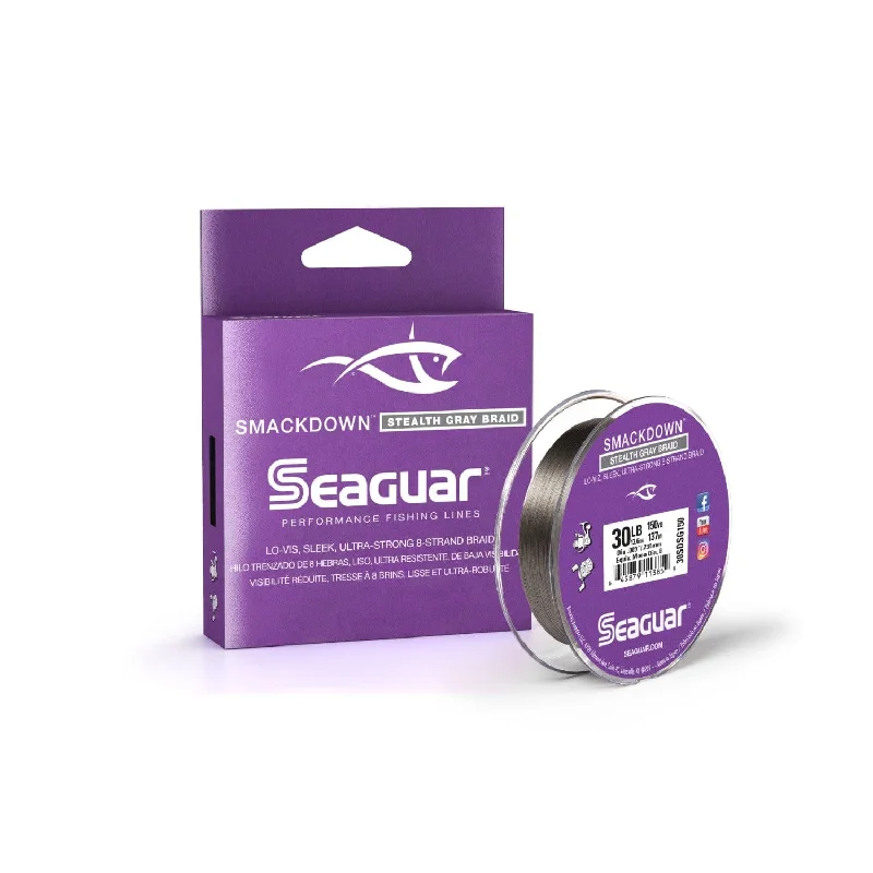 High-Quality Monofilament Fishing Line-Seaguar Smackdown Stealth Gray 30SDSG150 8 Strand Braid