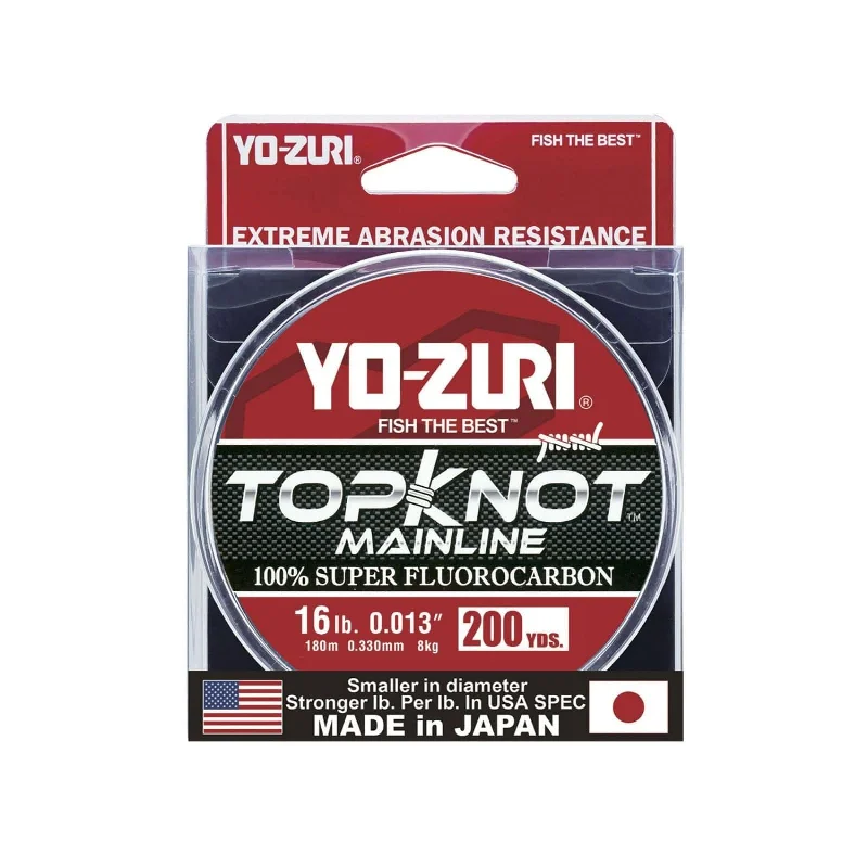 Transparent Fishing Line for Low-Visibility-Yo-Zuri TopKnot Fluorocarbon Mainline 200YD spool