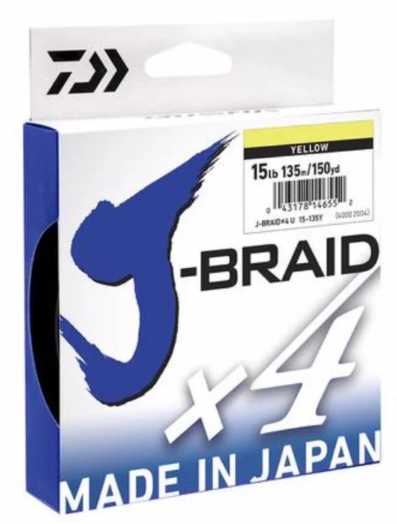 Fishing Line with Enhanced Flexibility-Daiwa J-Braid X 4 135m - Yellow