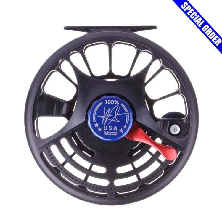 Reel for Baitcasting Rod-Seigler Saltwater Fly Reel - Black/Red/Blue