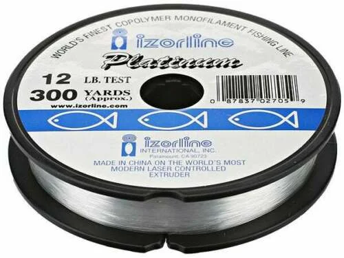 Fishing Line with High Knot Strength-Izorline Platinum Super Co-Polymer Fishing Line 300 Yards Clear