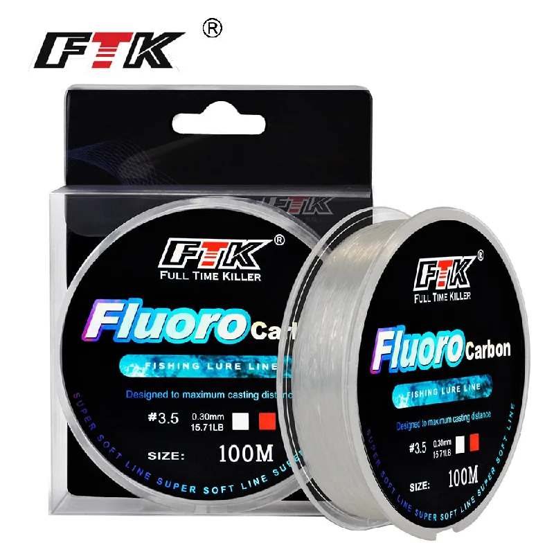 Soft and Strong Fishing Line-FTK 100m Fluorocarbon Fishing Lure Line 4.13-34.32LB Carbon Fiber Leader Fly Fishing Line Super Soft