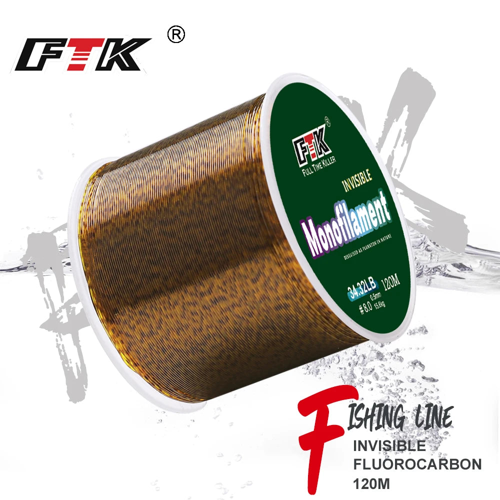 Fishing Line for Extreme Weather Conditions-FTK 120m Invisible Fishing Line 0.20mm-0.50mm 4.13LB-34.32LB Speckle Carp Monofilament Line Super Strong Spotted Line