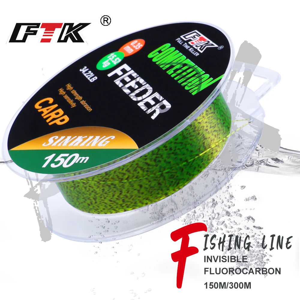 Easy-to-Use Fishing Line for Beginners-FTK 3D Invisible Carp Fishing Line Nylon Super Strong Monofilament Fluorocarbon Line