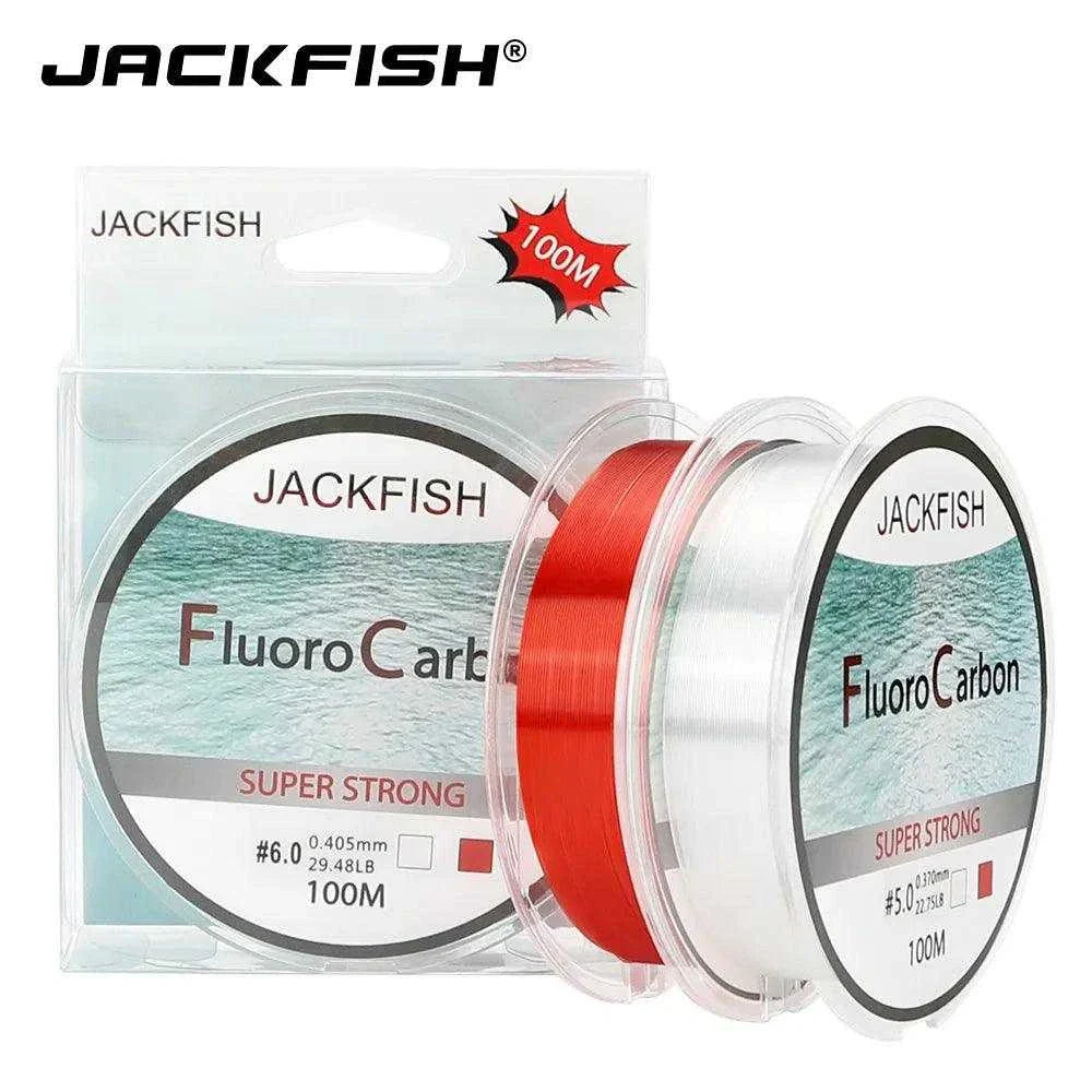 Super-Sensitive Fishing Line-JACKFISH 100M Fluorocarbon Fishing Line  red/clear two colors 4-32LB Carbon Fiber Leader Line  fly fishing line pesca