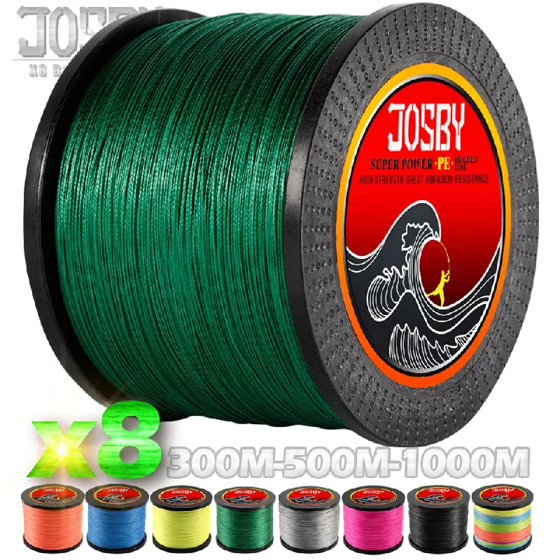 High-Tensile Strength Fishing Line-JOSBY 300M 500M 1000M  8 Strands 10-78LB New PE Braided Fishing Wire Multifilament Super Strong