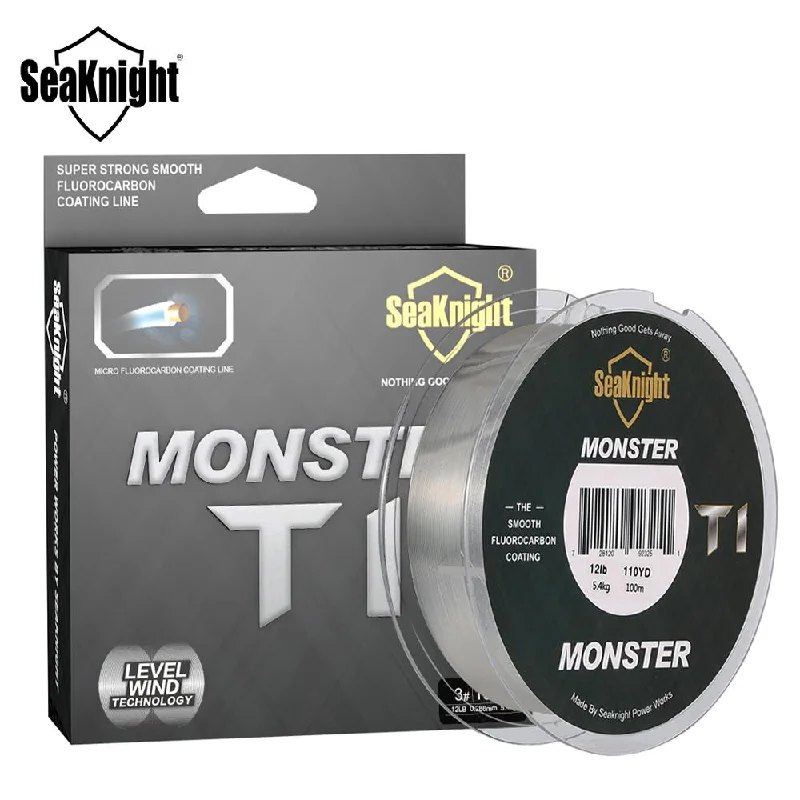 Fishing Line for Deep Water Fishing-Monster T1 100% Fluorocarbon Coating Fishing Line 100M Monofilament Fishing Line Leader