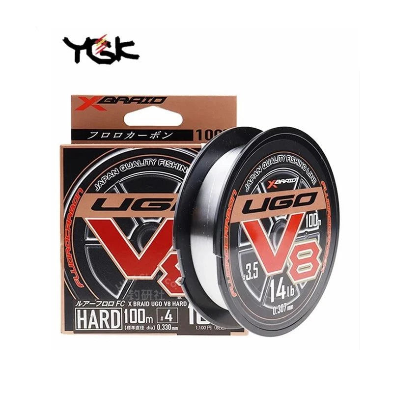 Heavy Duty Fishing Line for Big Fish-Original YGK X BRAID UGO V8 HARD 100% FLUROCARBON Fishing Line 100M #1-#5 4LB-20LB Super strength Japan QUALITY  fishing lines