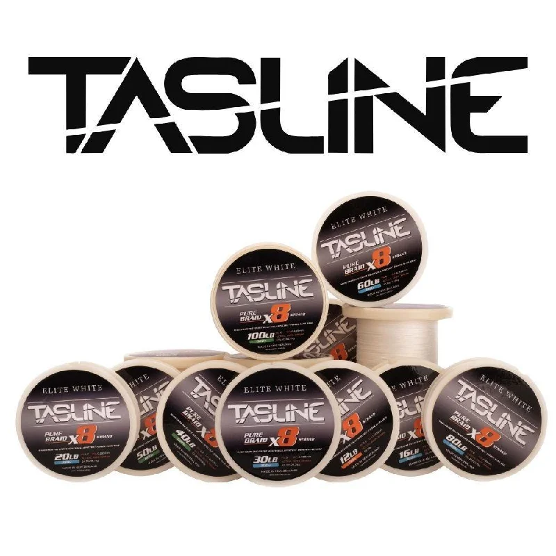 Reliable Fishing Line for All Waters-Tasline Braid 8x Elite White Spools