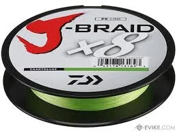 Fishing Line for Easy Hook Setting-DAIWA J-BRAID X 8  CHARTEUSE BRAIDED LINE