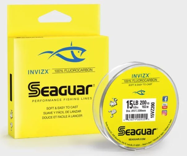 High-Tensile Braided Fishing Line-Seaguar Invizx Fluorocarbon Performance Fishing Line