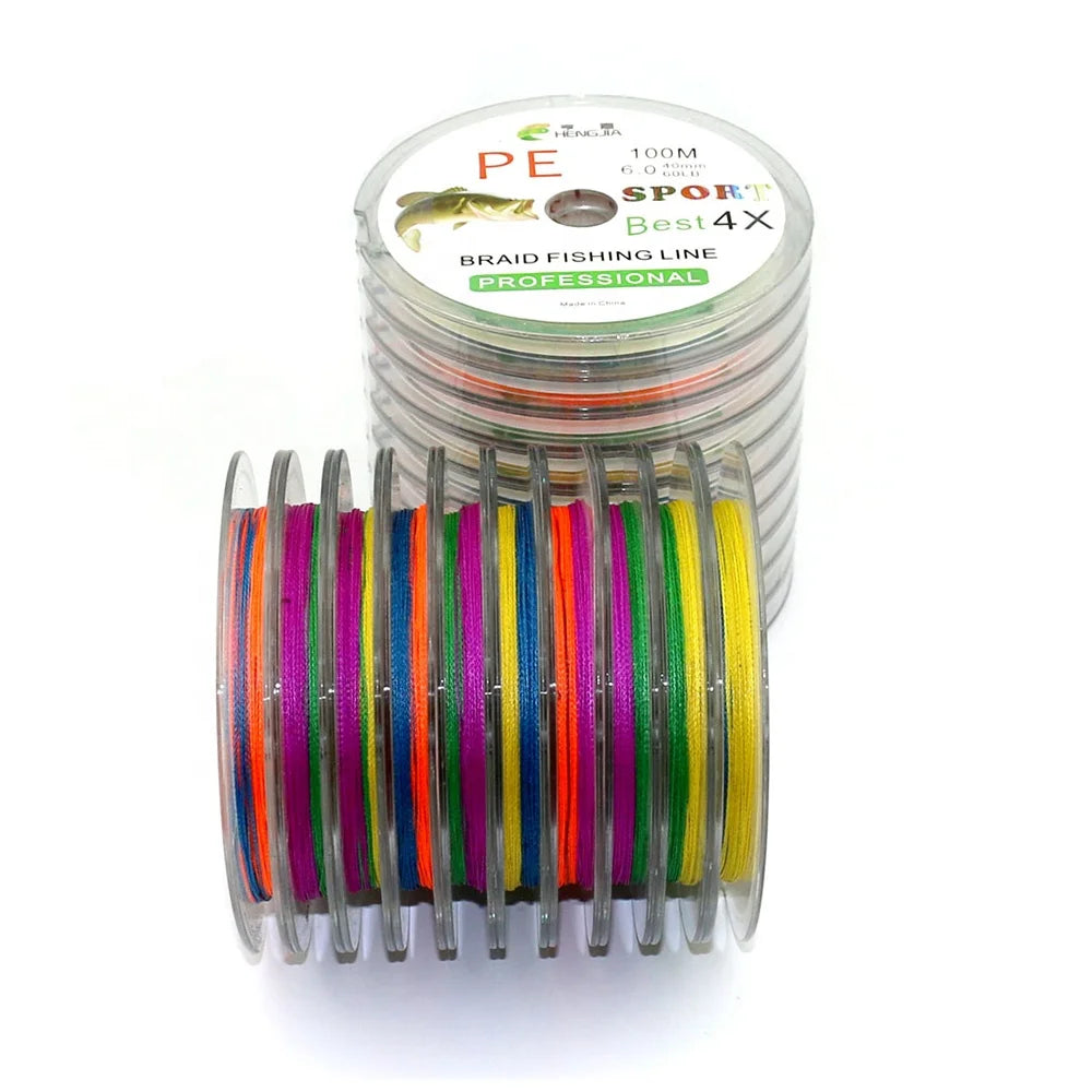 Reliable Fishing Line for All Waters-Lureswholesale® 15lb-80lb 5 colors mixed 100m PE Braided 4 Strands Fishing Line