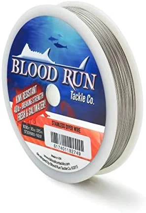 Fishing Line for Smooth Drag-Blood Run Stainless Steel Diver Trolling Line 30lb, 1000ft.