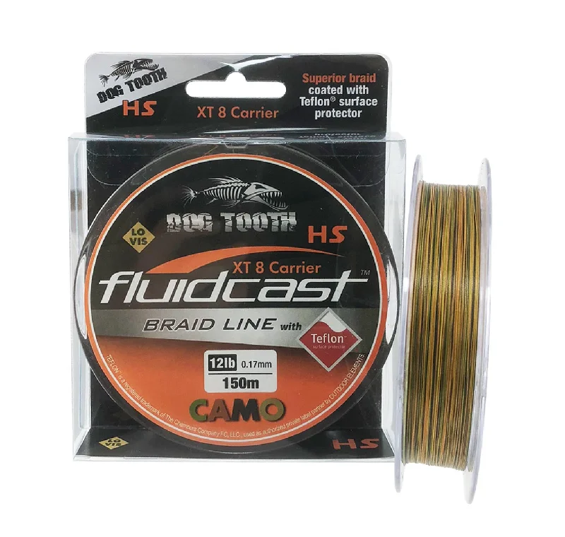 Thin Fishing Line for Small Fish-Dog Tooth Fluidcast X8 Camo Braid 150m