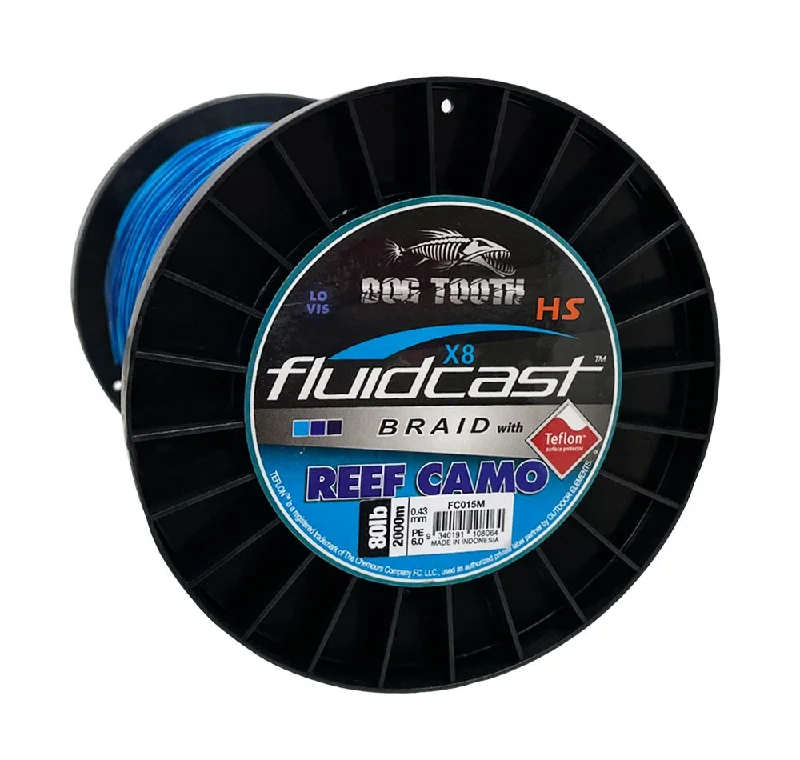 High Performance Fishing Line-Dog Tooth Fluidcast X8 Blue Reef Camo Braid 2000m