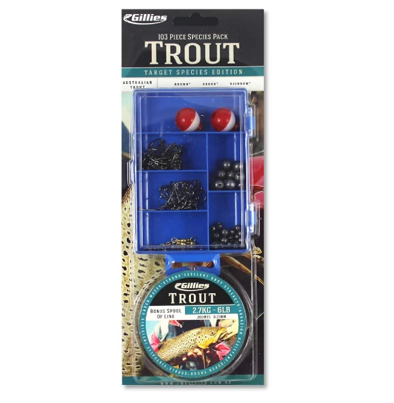 Fishing Line for Accurate Casts-Gillies 103 Piece Trout Species Pack