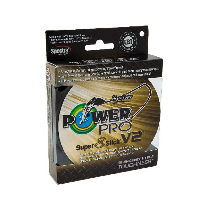 Fishing Line for Catching Fast-Moving Fish-PowerPro Super Slick V2 Braided Line 65lb 300yds - Moss Green