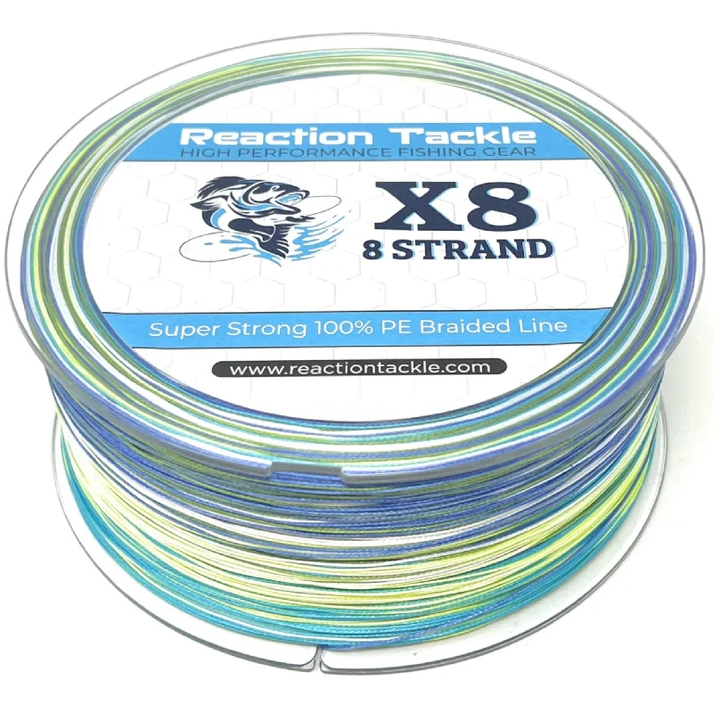 Affordable Braided Fishing Line-Reaction Tackle X8 Braided Fishing Line- Aqua Camo 8 Strand