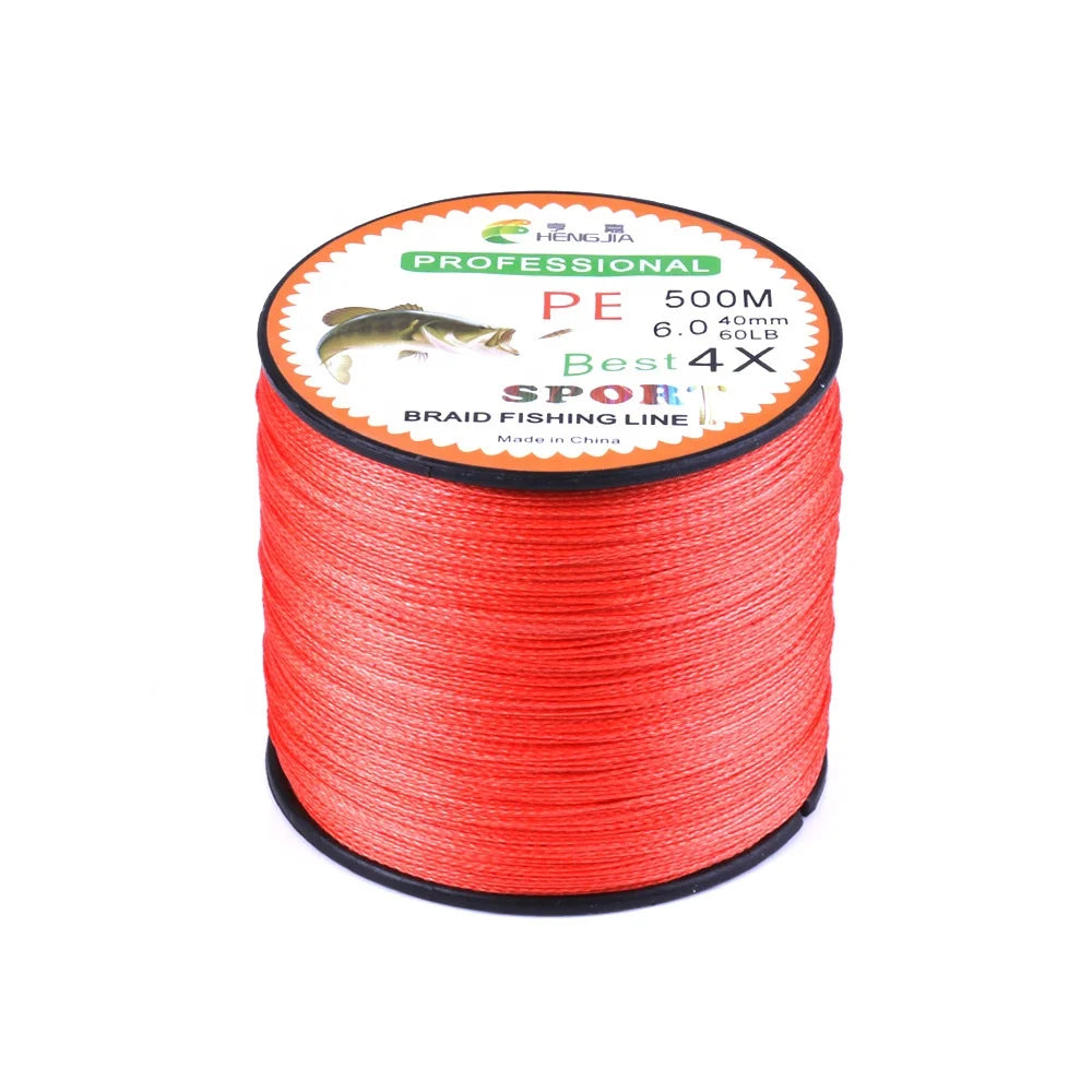 Fishing Line for Catching Trophy Fish-Lureswholesale® Red 4 Strands 500m PE braided fishing line