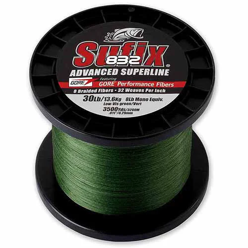 Fishing Line with Low Stretch-Sufix 832 Braid 20lb Line Low-Vis Green 3500 Yds 660-420G