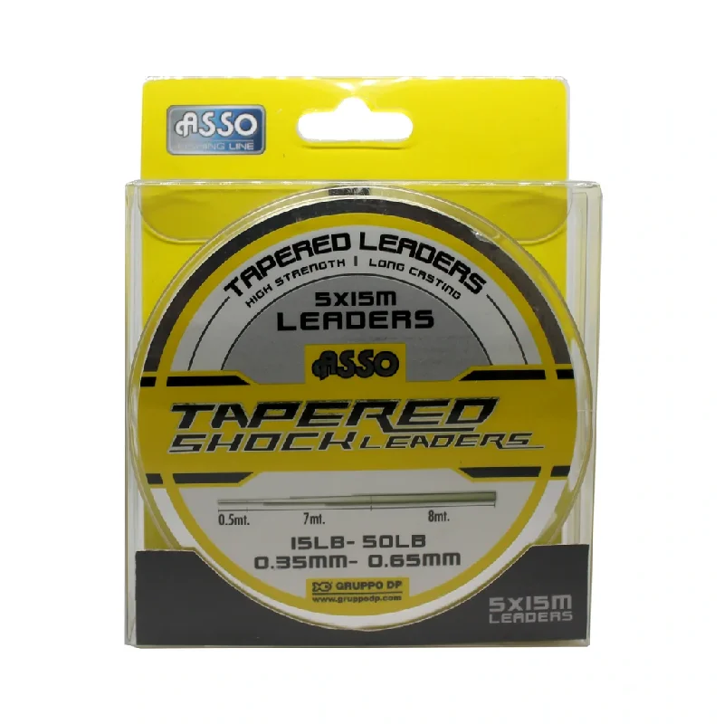 Braided Fishing Line for Heavy Use-ASSO - TAPERED SHOCKLEADER - CLEAR